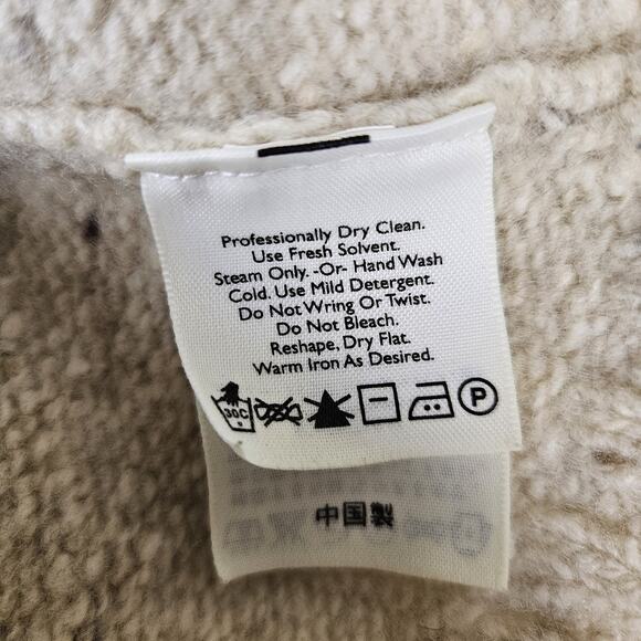 VTG Eddie Bauer Wool Sweater Women Full Zip Up Argyle Knit Beige Y2K Cabin Ski M - Picture 13 of 16